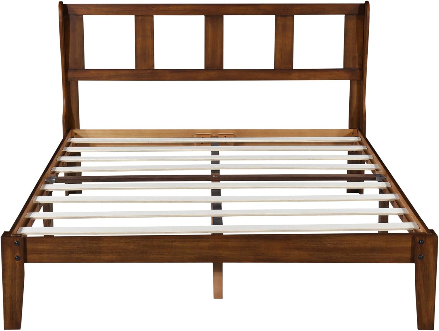 SLEEPLACE Deluxe Wood Platform Headboard, Full Bed Frame, Natural