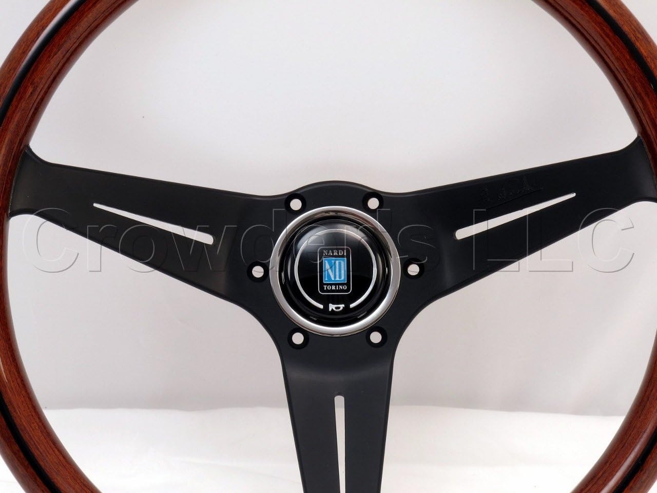 Nardi Steering Wheel Deep Dish Corn 350 mm Mahogany Wood With Black Spokes Classic Horn Button