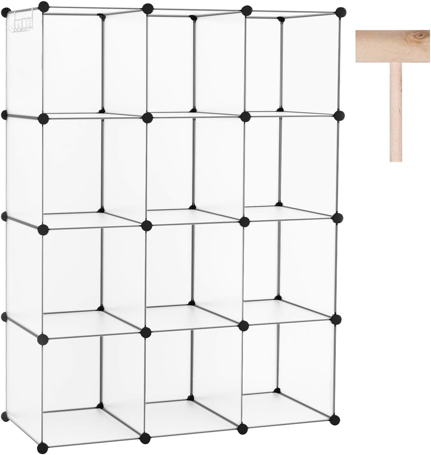 C&AHOME Cube Storage Organizer, 12-Cube Shelves Units, Closet Cabinet, DIY Plastic Modular Book Shelf, Ideal for Bedroom, Living Room, Office, 36.6
