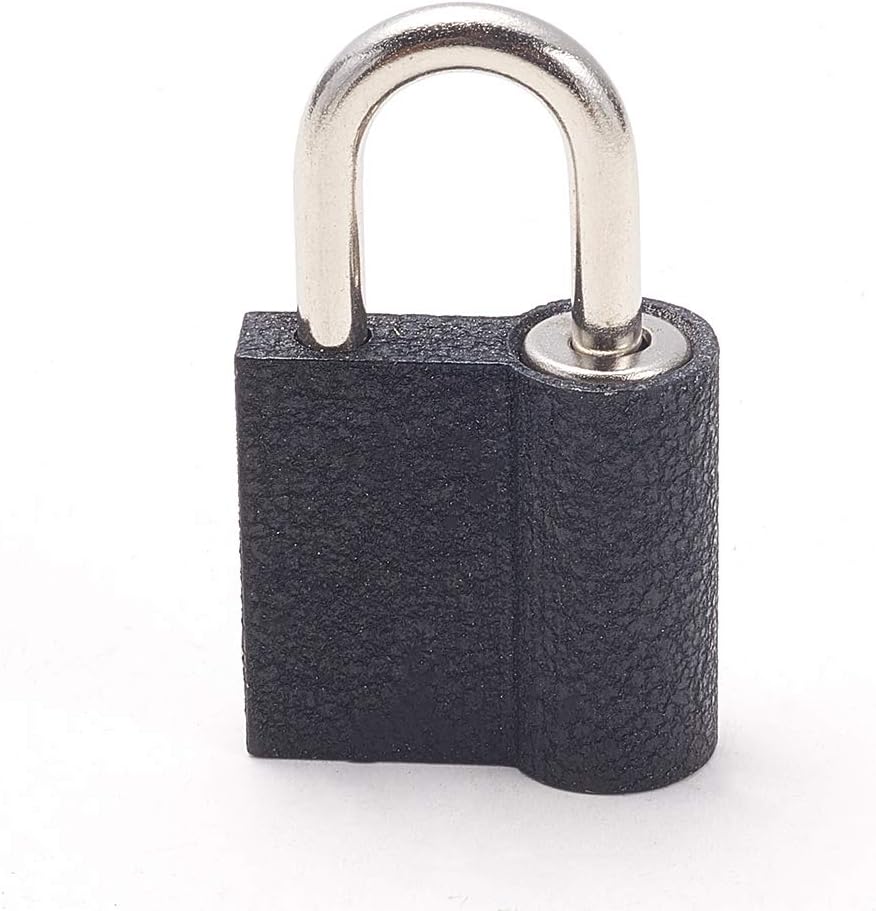 Juvielich Iron Padlock Harden Shackle Pin Tumbler Mechanism Locker Combination 30mm Body Width with Key Matte Finish Black 1Pcs