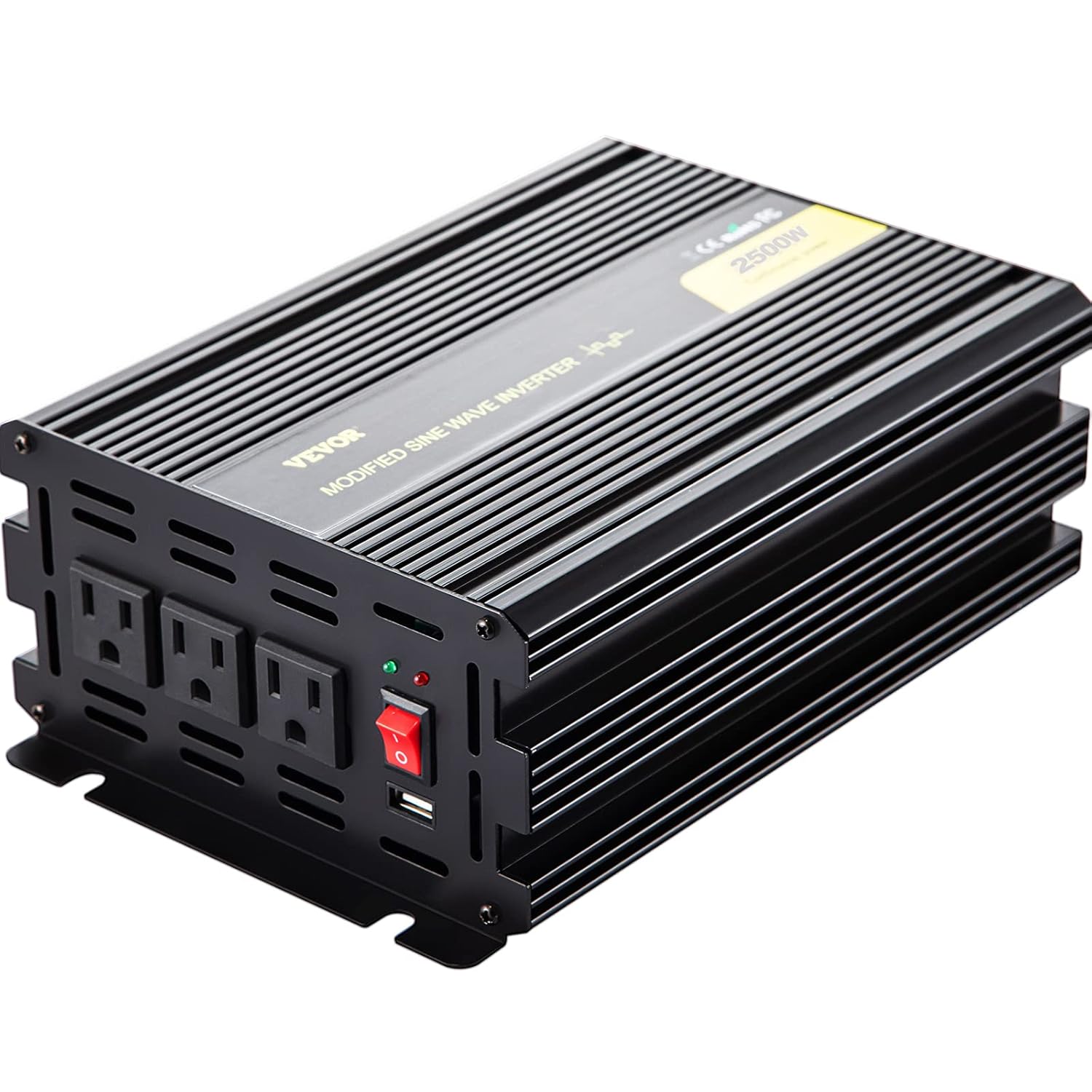 VEVOR Power Inverter, 2500W Modified Sine Wave Inverter, DC 24V to AC 120V Car Converter, with LCD Remote Controller, LED Indicator, AC Outlets Inverter for Truck RV Car Boat Travel Camping Emergency