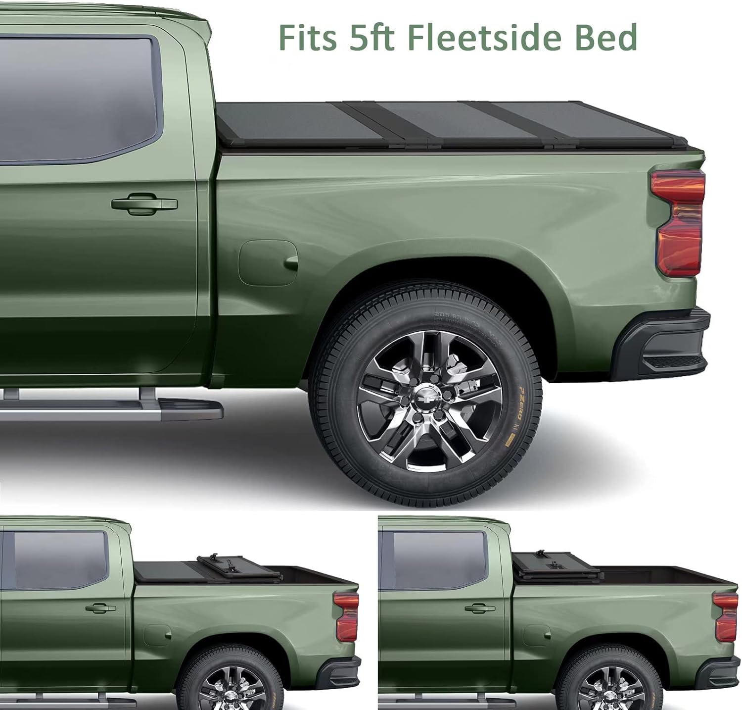 Dera Auto Hard Tri-Fold Truck Bed Cover Fits 2016-2022 Tacoma, Fleetside 5ft/60.5in Bed Tonneau Cover for Models with or Without The Deck Rail System
