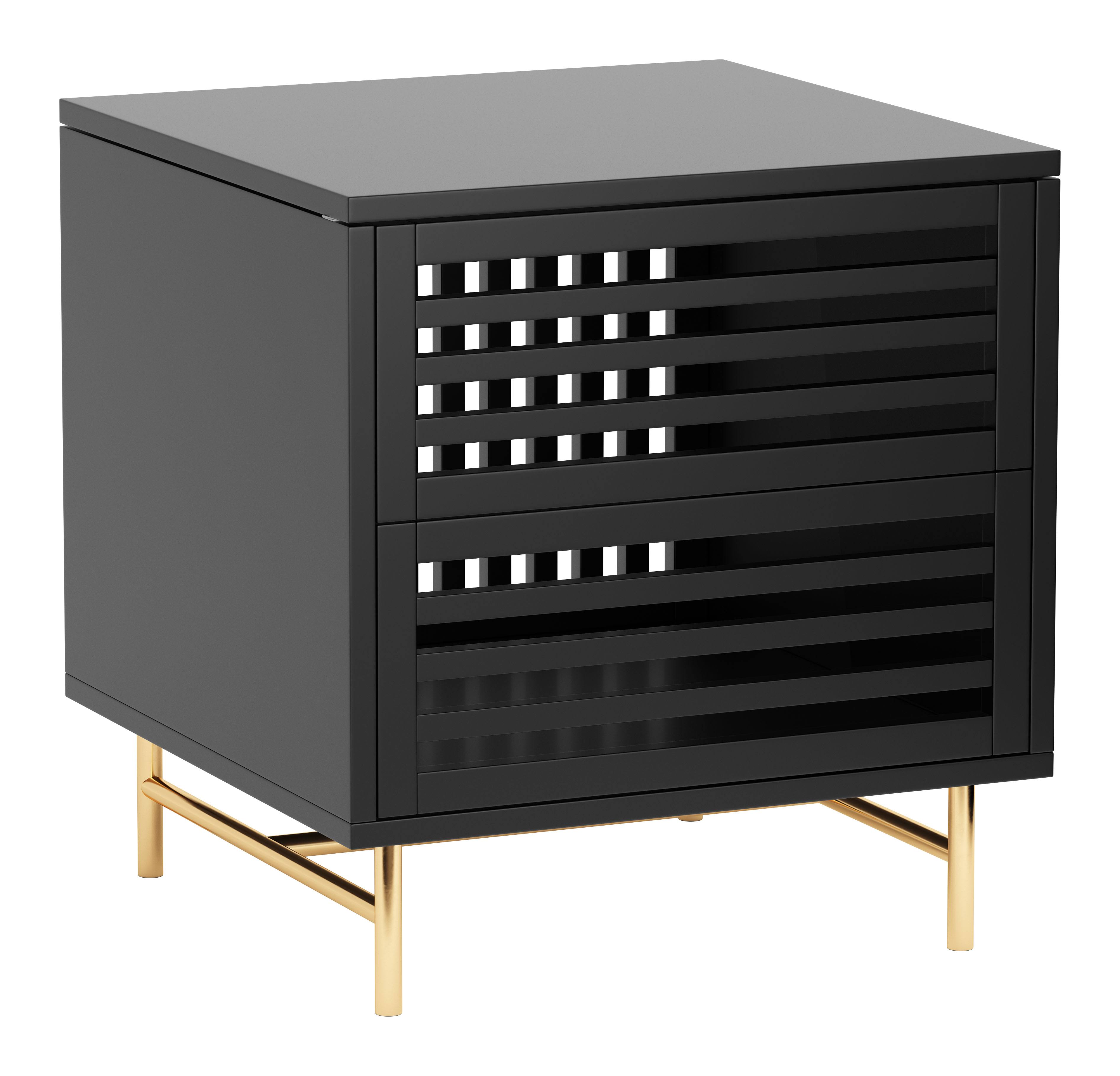 Zuo Modern Lea Mini Bar Cabinet Matt Black u0026 Brushed Brass 101362