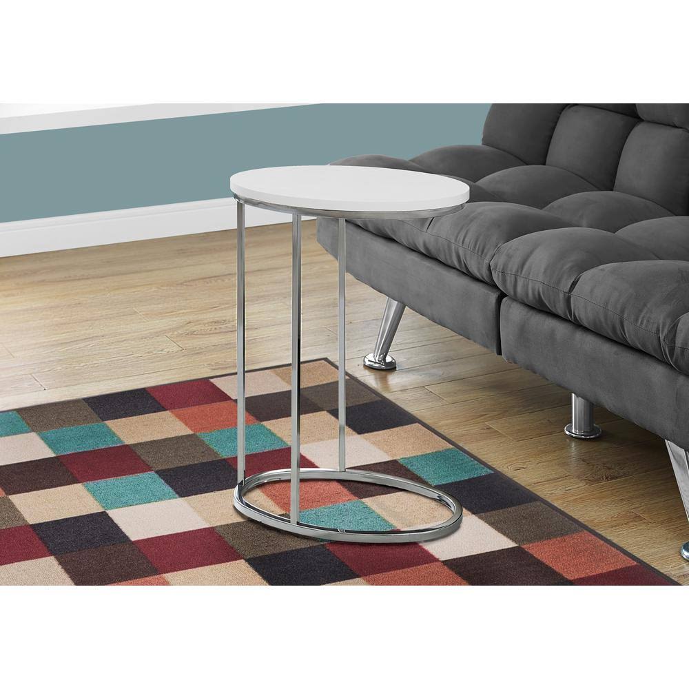 Monarch Specialties White Accent Table with Chrome Metal