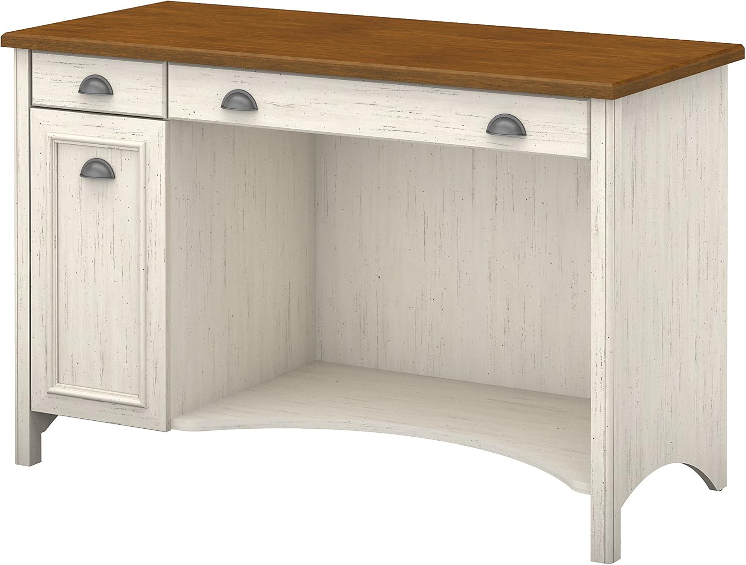 Bush Furniture Fairview Computer Desk with Drawers in Antique Black and Hansen Cherry