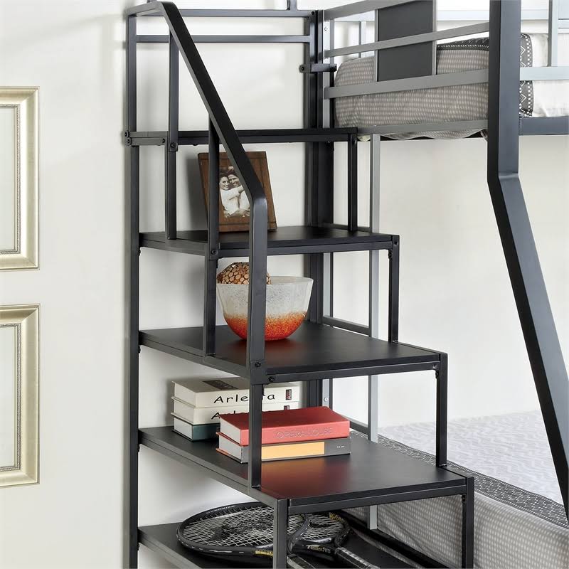 Furniture of America Estrecion Side Ladder in Silver and Black
