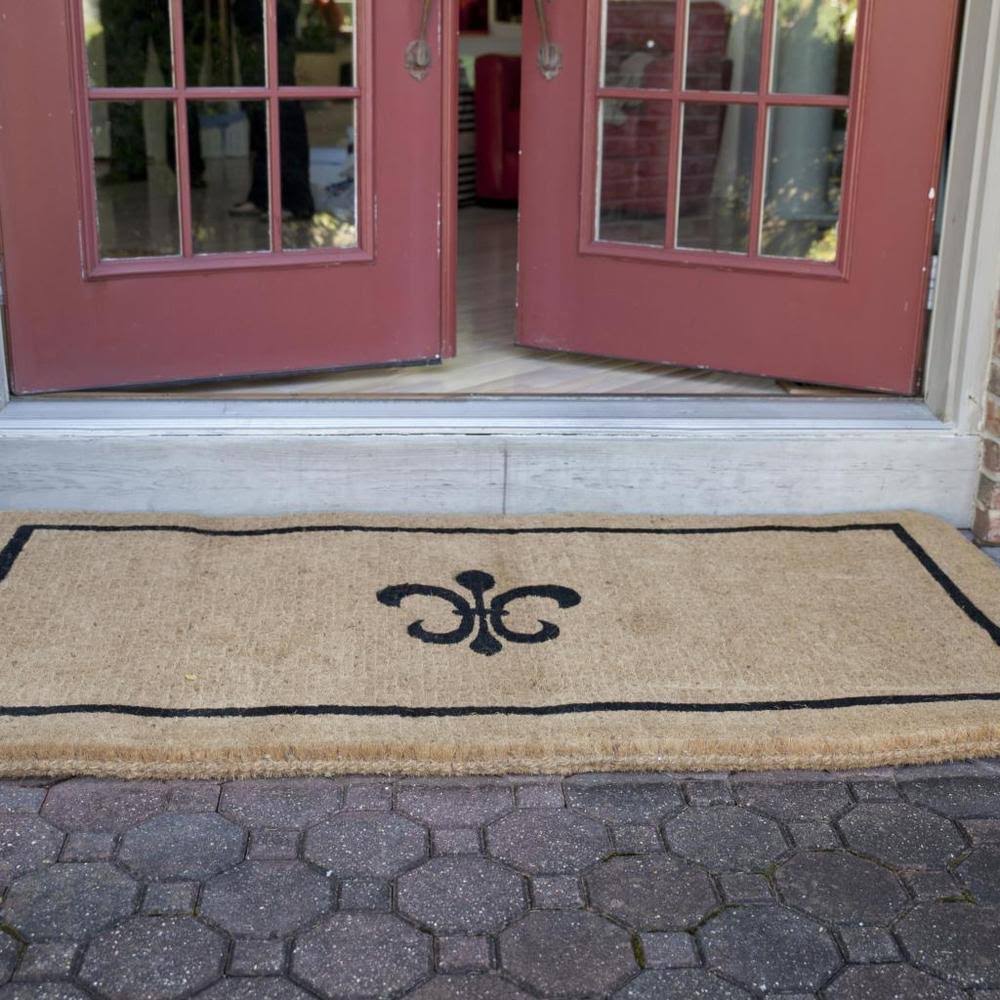 Entryways Black Fleur De Lis Outdoor Doormat