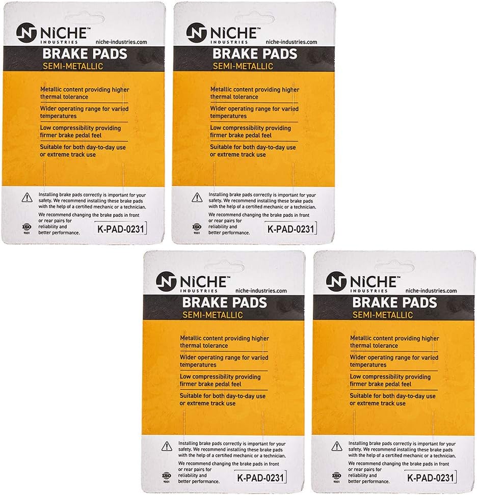 NICHE Brake Pad Set for Kawasaki Vulcan S 650 43082-0152 Front Semi-Metallic 4 Pack