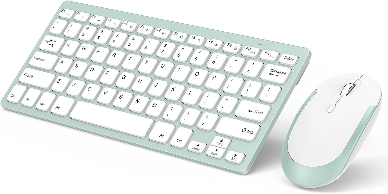 Wireless Keyboard and Mouse, Slim Compact Small Keyboard Mouse Combo for Windows, Laptop, PC-Black and Gray