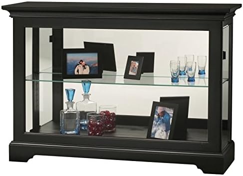 Howard Miller Underhill Console Curio Cabinet 680-533 – Cherry Bordeaux Finish, Home Decor, One Glass Shelf, Two Level Display Case, No Reach Incandescent Light