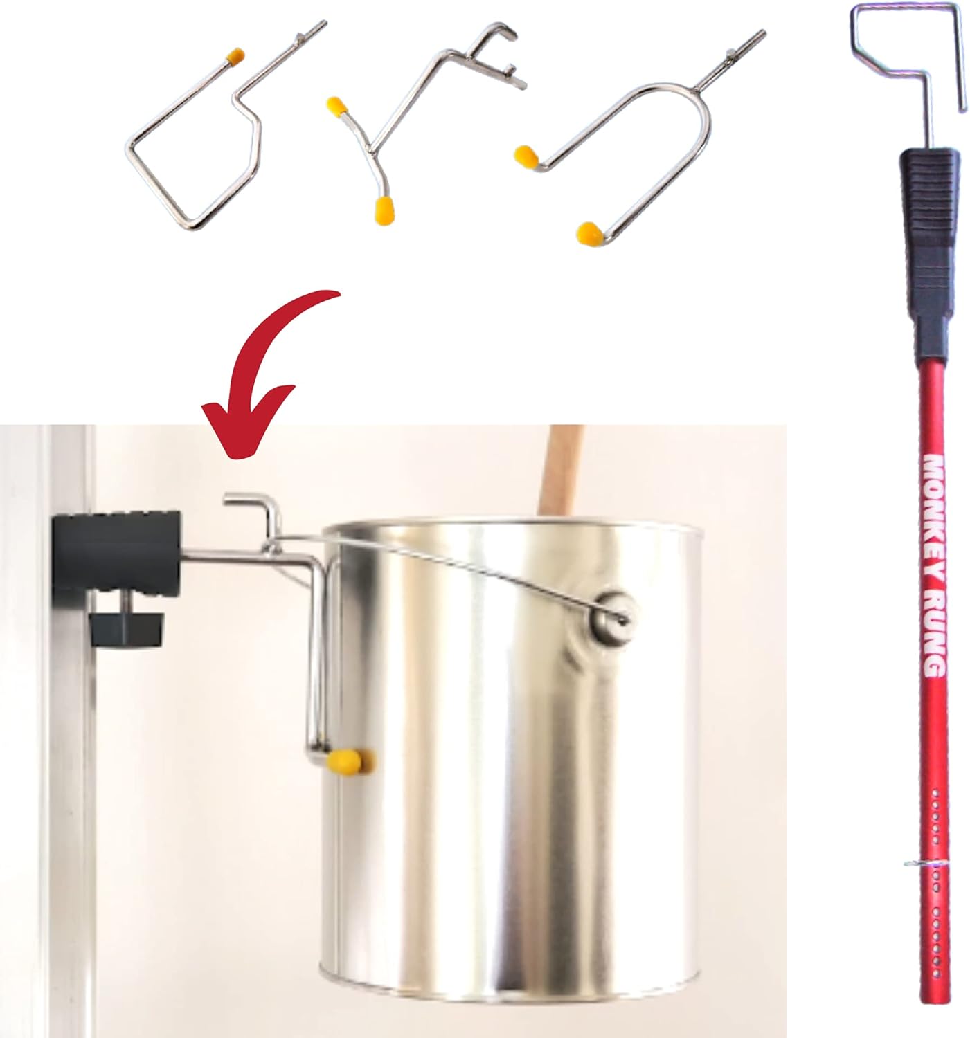 Monkey Grip Ladder Accessories with Stainless Steel Interchangeable Attachments Lightweight Easy Installation Works Great for Extension Ladders Pack of 2