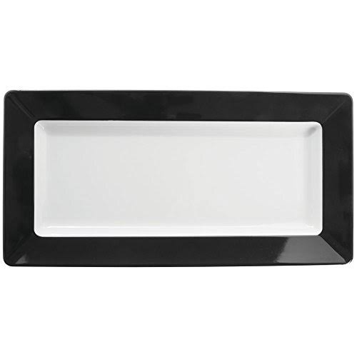 Hubert White Serving Tray with Black Rim Melamine 17 2 L x 8 3 4 W 1 H at MechanicSurplus.com