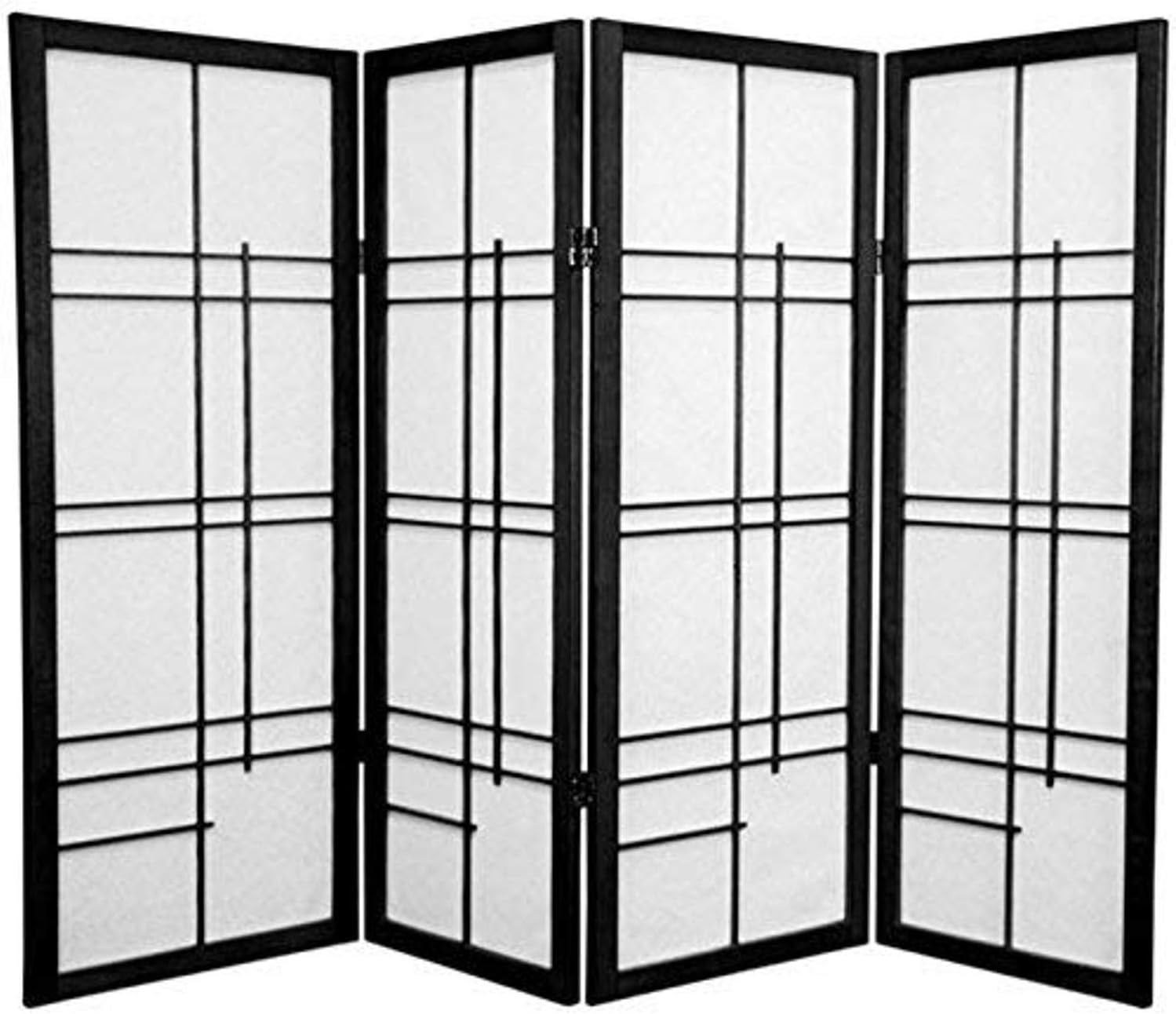Oriental Furniture 4 ft. Tall Eudes Shoji Screen - Black - 4 Panels
