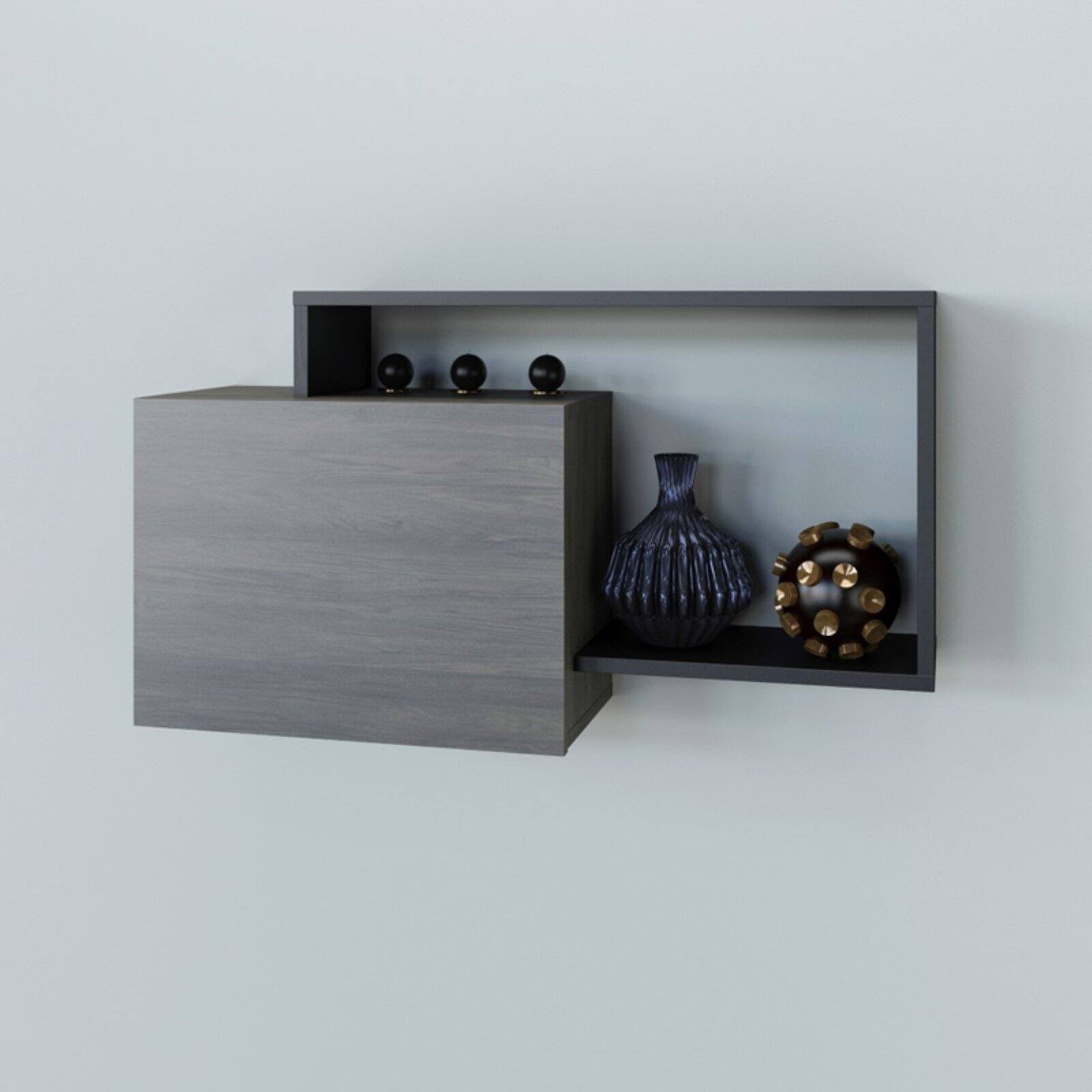 Nexera 112645 Damask Wall Shelf, Bark Grey/Black