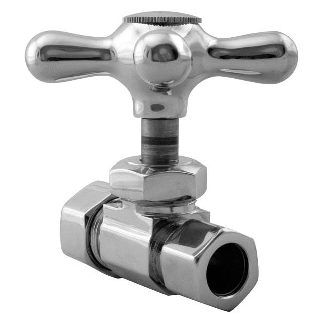 Westbrass D1101X-62 Straight Stop with .63 in. OD Inlet and Cross Handle - Powder Coat Flat Black