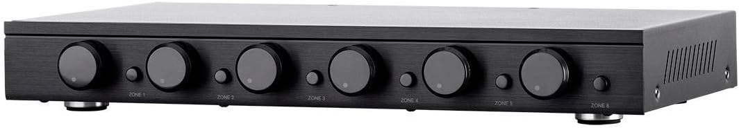 Monoprice SSVC-6.1 Single Input 6-Channel Speaker Selector with Volume Control, Impedance Protection, Individual Zone On/Off Buttons, Model Number: 138160 Black