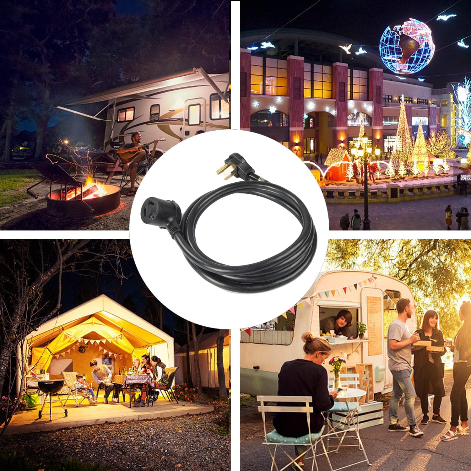 10FT 3 Prong Dryer Extension Cord, NEMA 10-30P to 10-30R Heavy Duty Extension Cord, 30Amp 125V/250V 7500W STW Power Cord (Black) Pack of 2