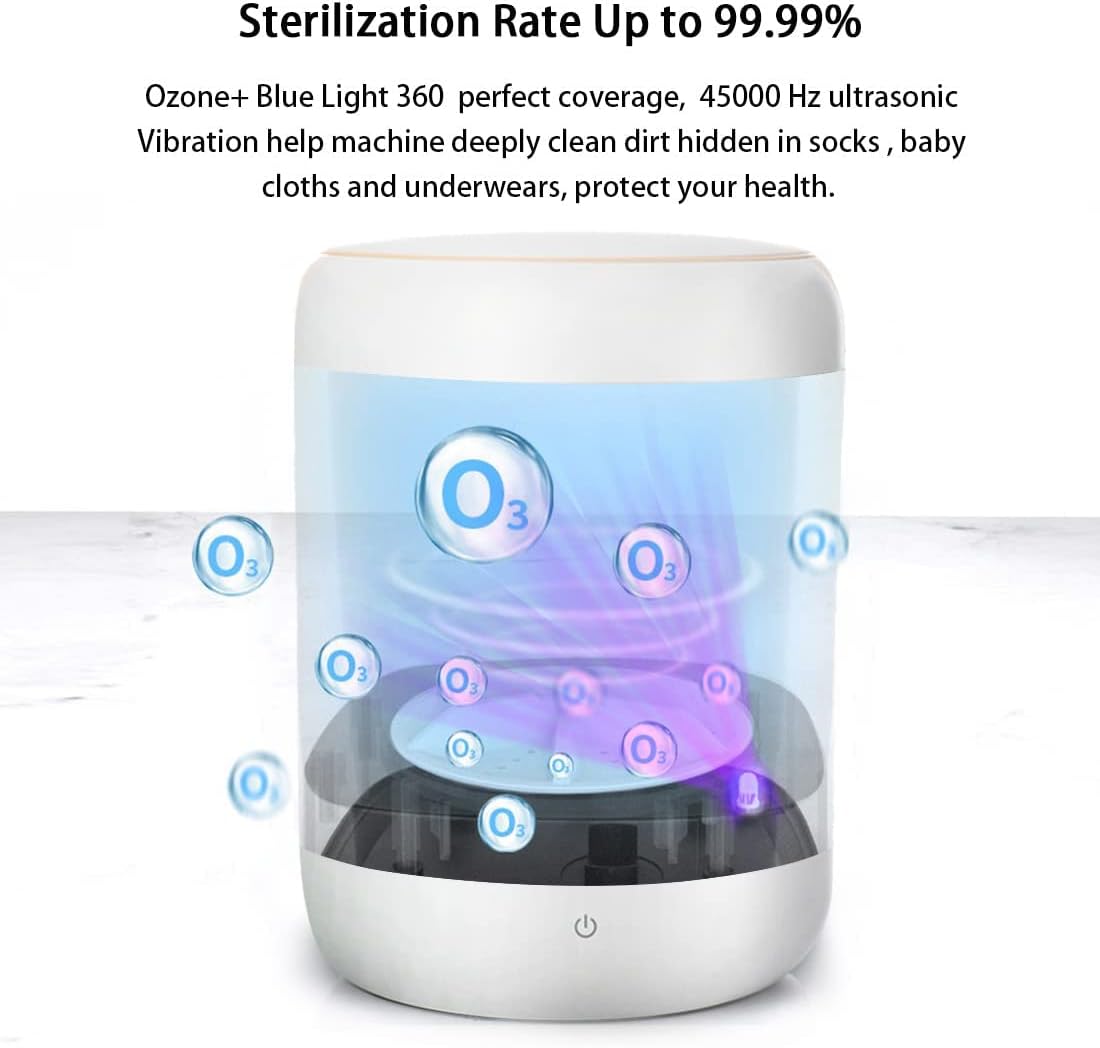 Portable Washing Machine, Ozone & Blue Light Deep Clean Mini Washing Machine, Smart Timer Control Washer Machine, Portable Washer for Socks and Tiny Things