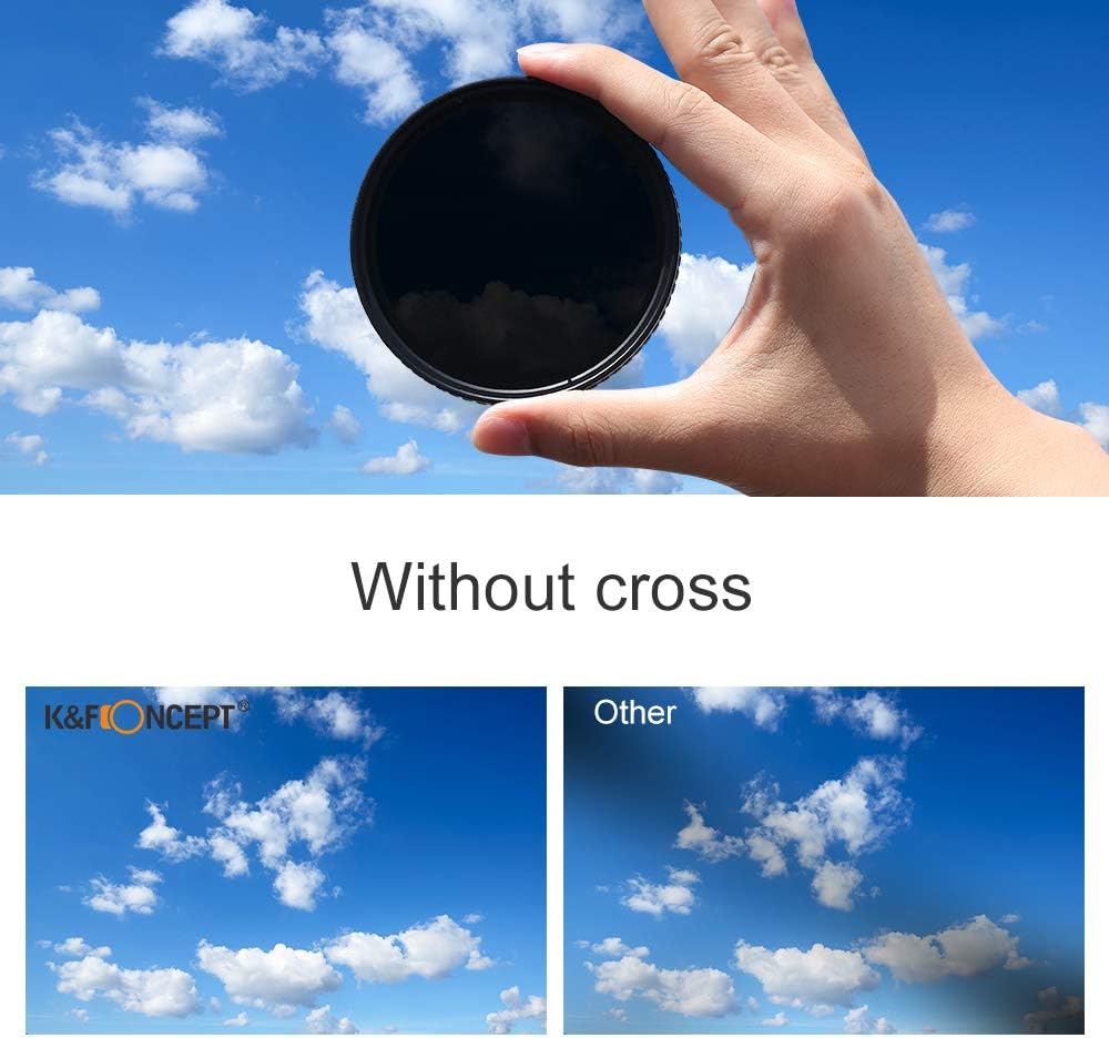 K&F Concept 77mm Variable ND Filter ND8-ND128 (3-7 Stop) HD Hydrophobic VND Filter for Camera Lens No X Cross Pack of 2