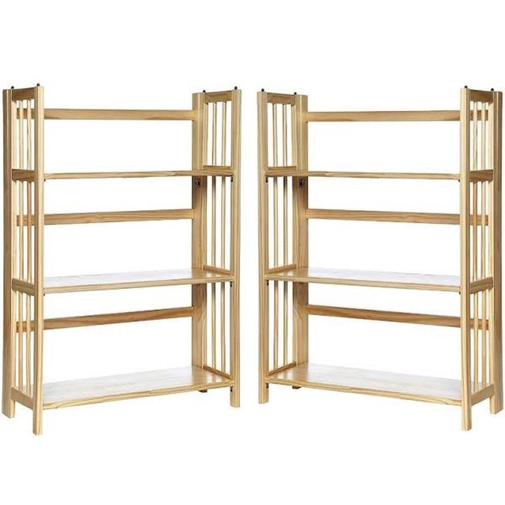 Casual Home 3-Shelf Folding Stackable Bookcase (27.5 Wide)-Natural - Black