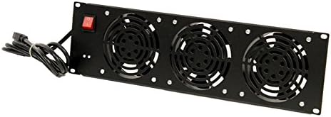 NavePoint Rack Mount Server Cabinet 3 Fan Cooling Panel System Unit 110V Black 3U Pack of 2