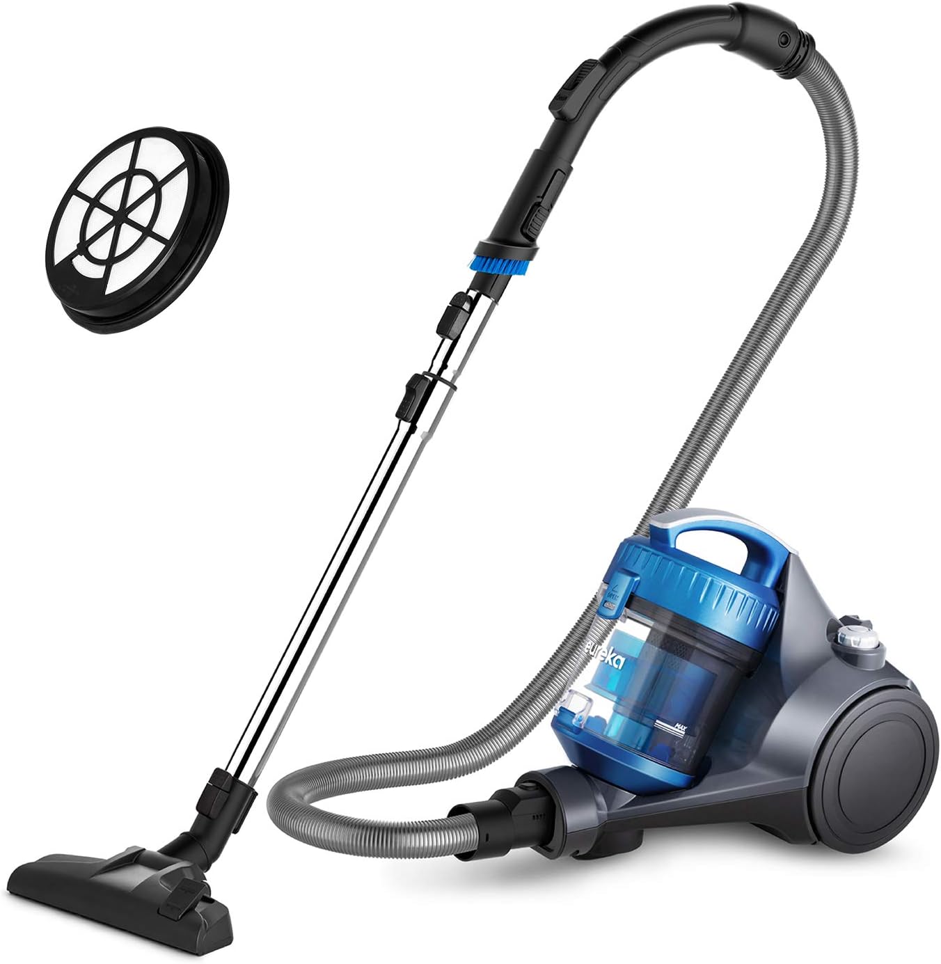 Eureka Whirlwind Bagless Canister Vacuum Cleaner, Lightweight Vac for Carpets and Hard Floors, w/Filter, Blue