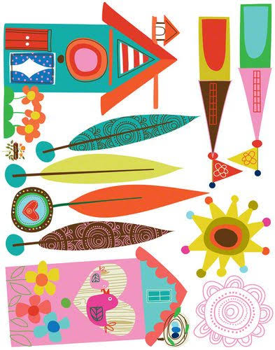 Oopsy Daisy Backyard Birdhouses Peel and Place Wall Decal Set