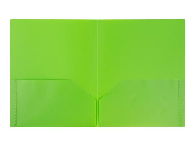 Jam Paper Plastic Eco Two Pocket Presentation Folder - Lime Green - 96/Pack
