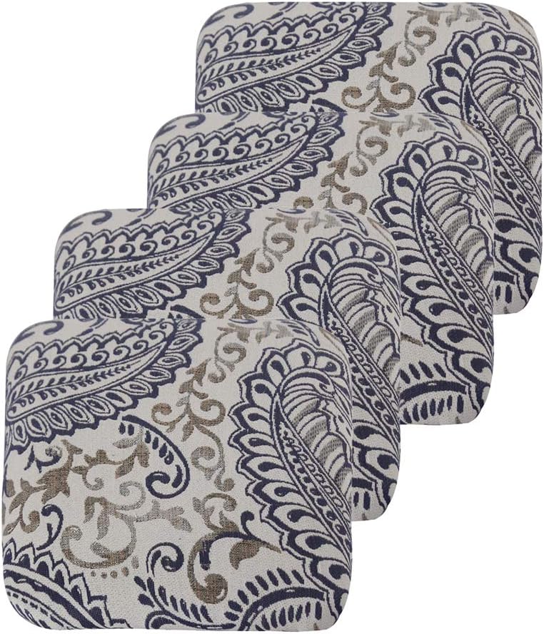 GIA 10-Inch Square Bar Stool Chair Fabric Cushion Seat, Set of 4, Blue Peacock