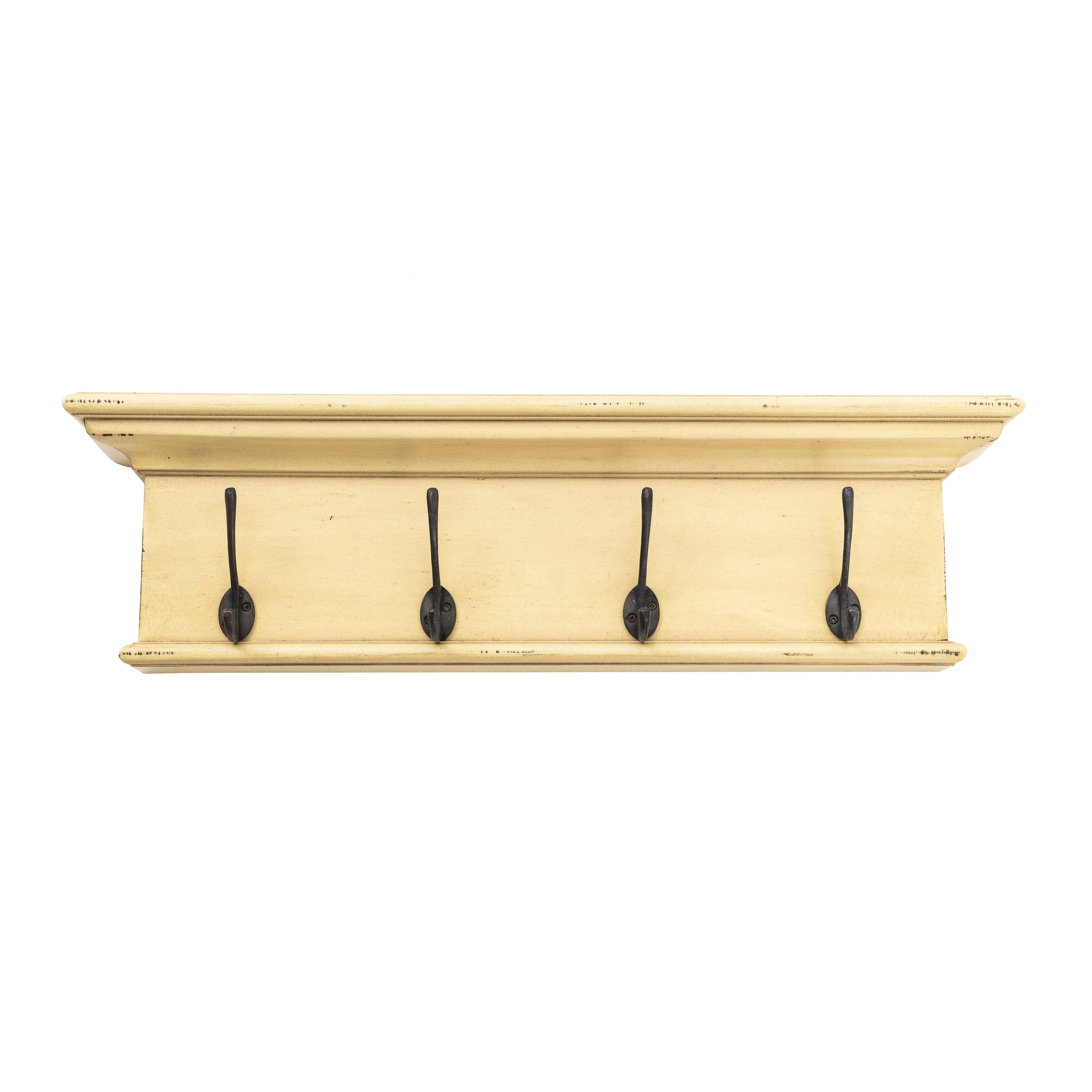 NovaSolo Halifax 4 Hook Coat Rack - Yellow Brown Antique