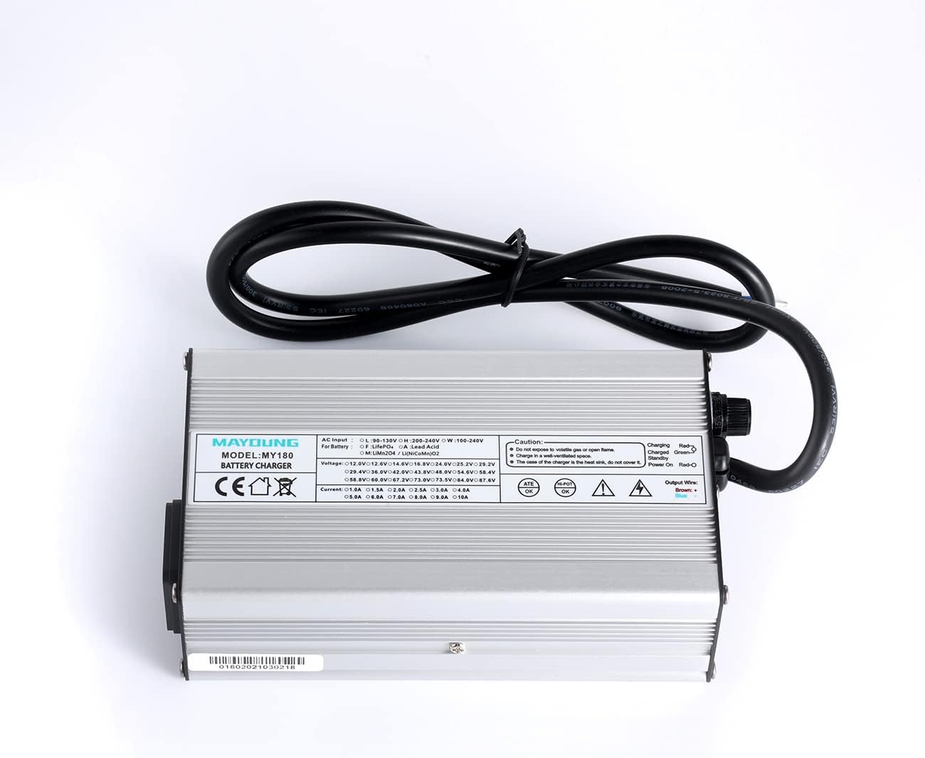 29.2V5A LiFePO4 Battery Charger for 8S 24V LiFePO4 Battery Pack Smart Charge Auto-Stop with Alligator Clips