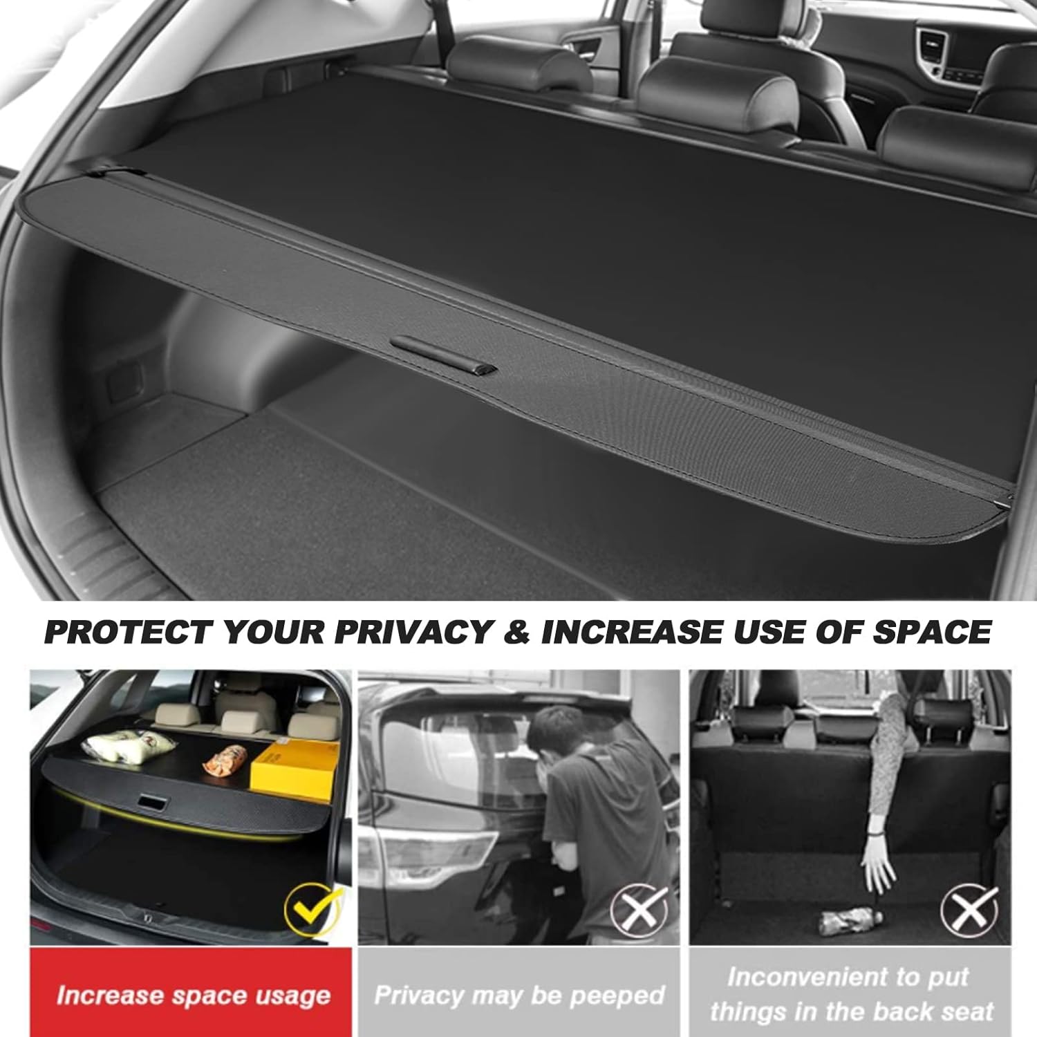 AUXMART Cargo Cover for Honda CRV 2012-2016 Tonneau Cargo Rear Trunk Retractable Shielding Shade