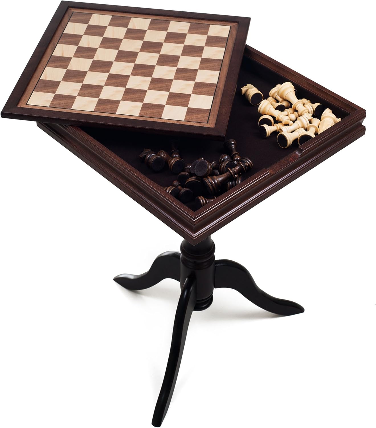 Hey! Play! Deluxe Chess & Backgammon Table by Trademark Games, Brown/White/Tan, 27x18.125x18.125