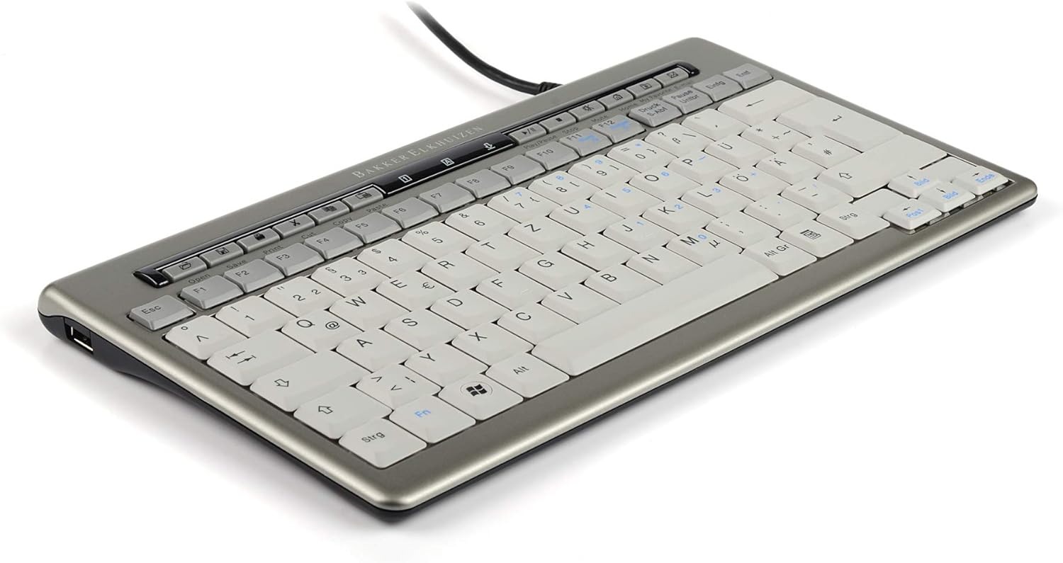 BakkerElkhuizen S-Board 840 Keyboard Ergonomic Compact, Lightweight for use with Laptop and Desktop PCs, an Integrated Numeric pad, a Larger Enter Key, and Two USB Ports. Pack of 2