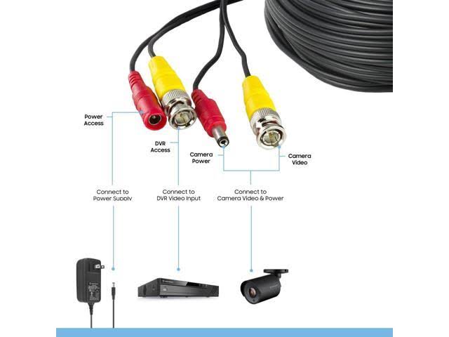 Amcrest 2-Pack 4K Security Camera Cable 100ft BNC Cable, Camera Wire Cctv, Pre-Made All-in-One Video and Power Cable for Securit
