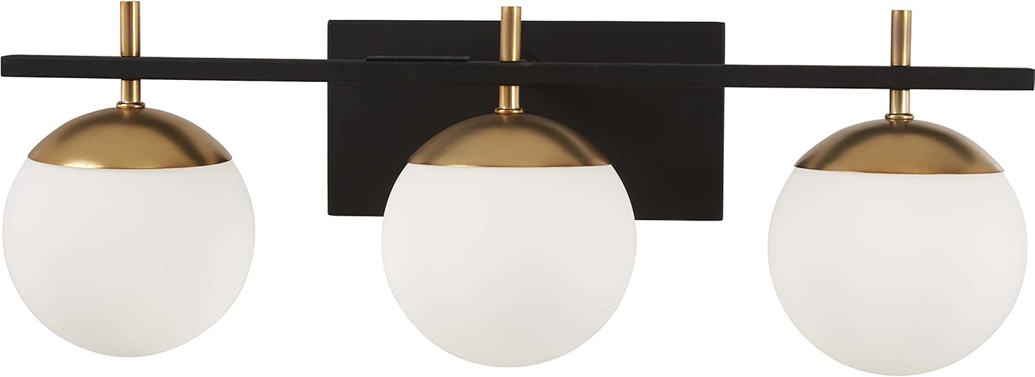 George Kovacs P1353-618 Alluria 3 Light Bath, 225 Watt Total, Weathered Black w/Autumn Gold