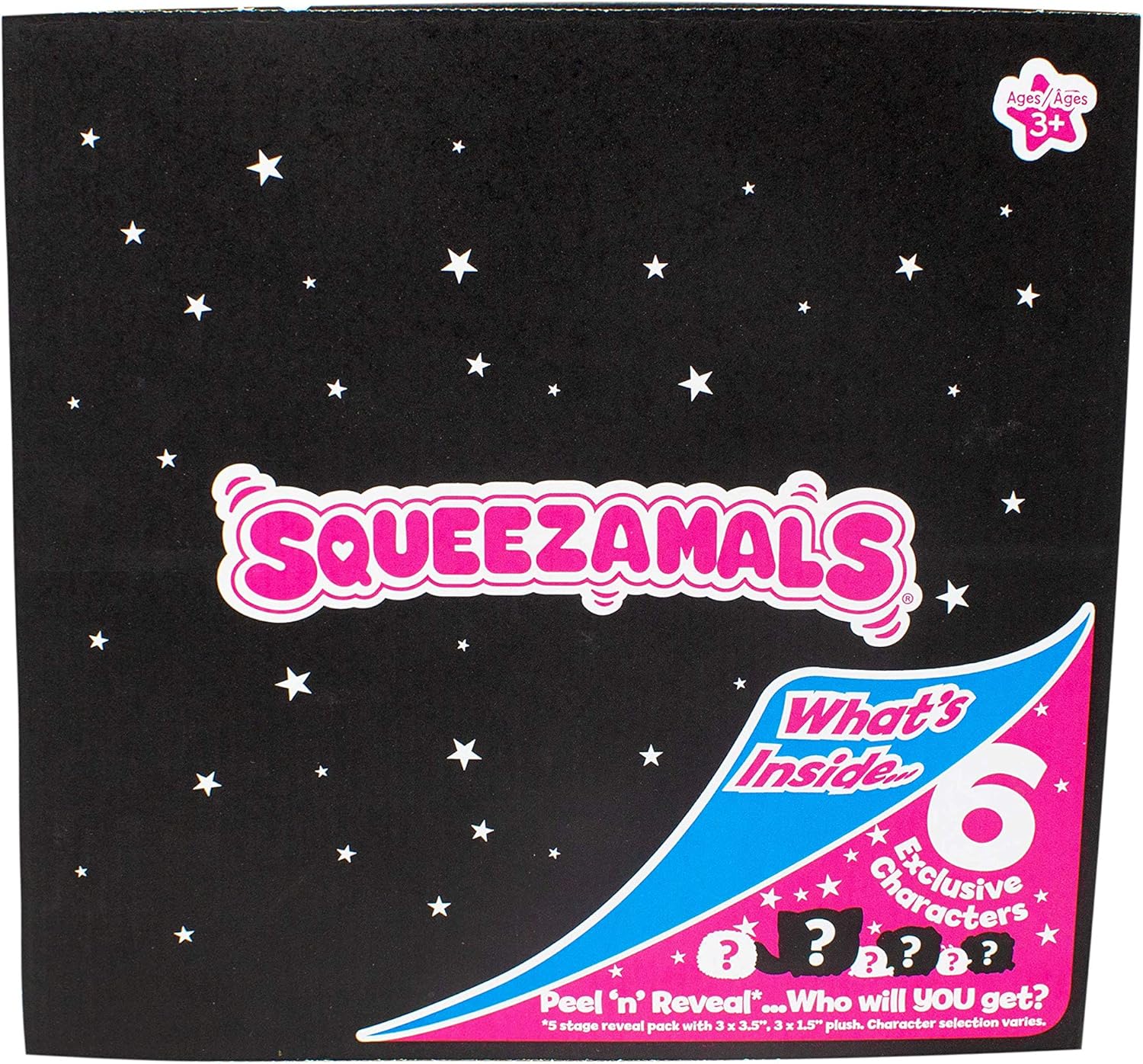 Squeezamals Mystery Black Box Collector Pack, 6 Exclusive Characters Pack of 2