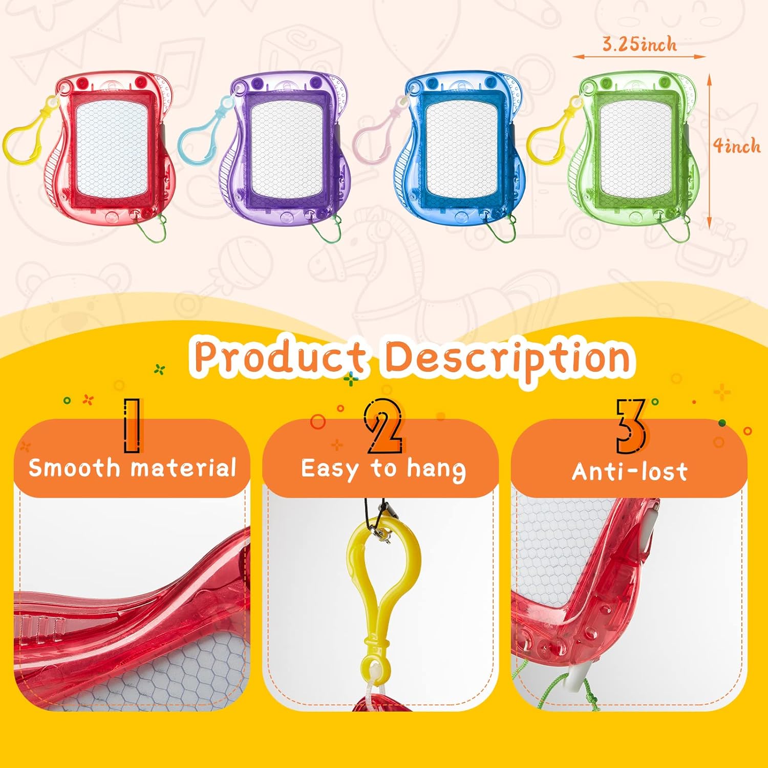 Outus 24 Pieces Mini Magnetic Drawing Boards Doodle Board for Kids Backpack Keychain Clip Drawing Board Erasable Sketch and Painting Pad for Classroom Rewards Party Favors and Goodie Bag Stuffers