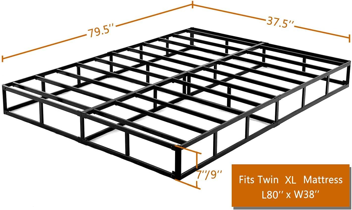 ZIYOO Twin XL Box Spring 9 Inch High Profile Easy Assembly,Mattress Foundation/Heavy Duty Metal Steel Structure/Quiet Noise-Free Accessory