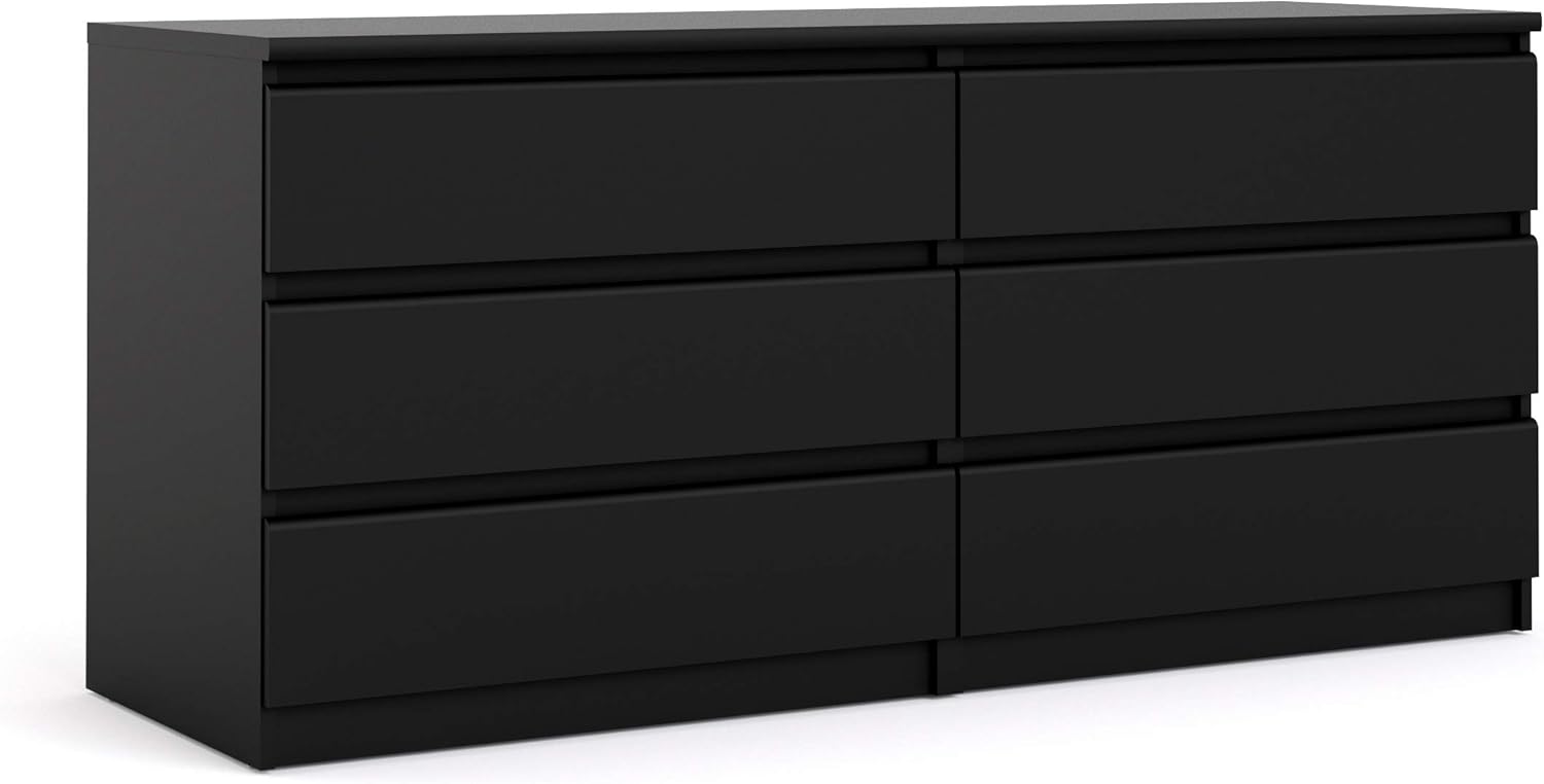 Tvilum 6 Drawer Double Dresser, Black Matte