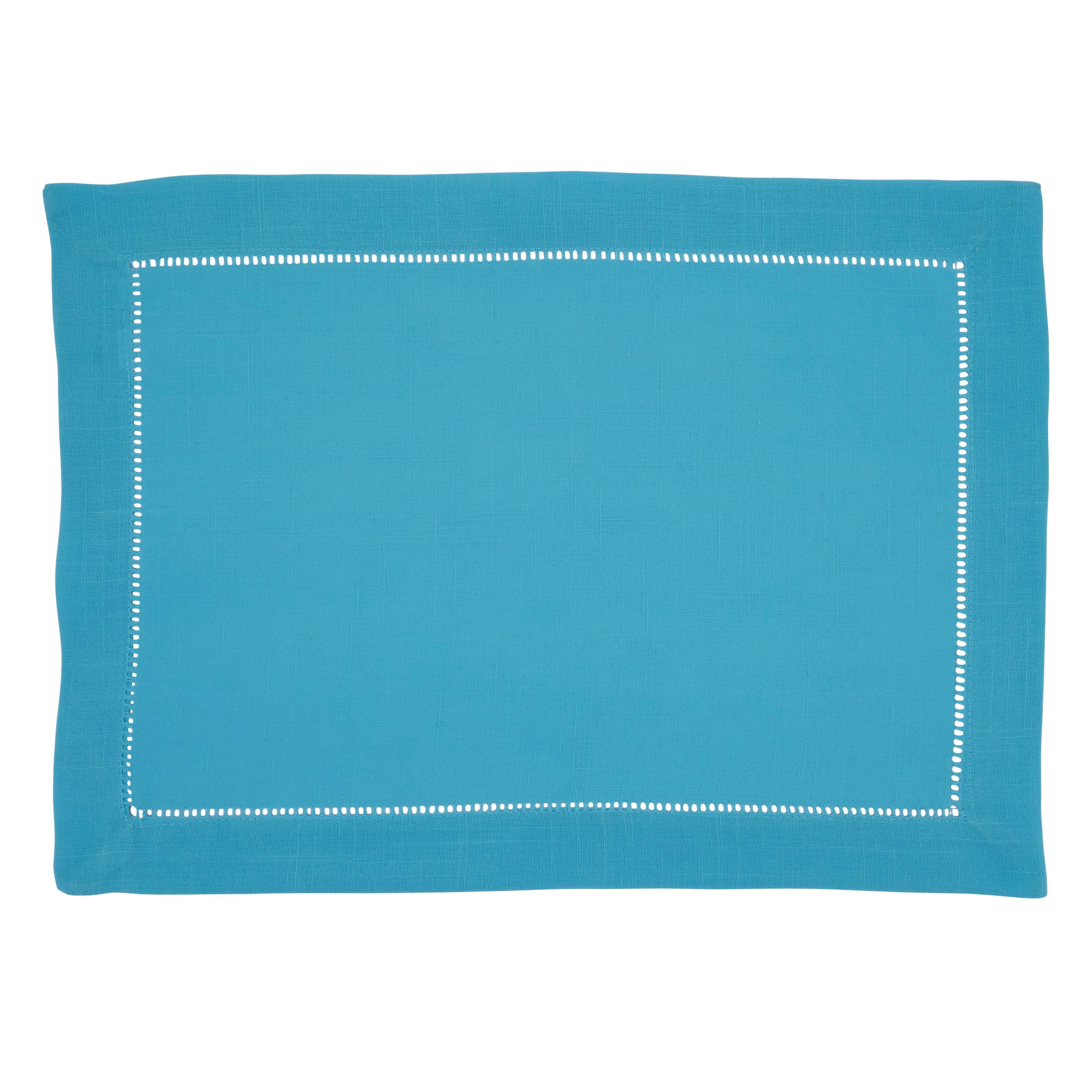 Saro Lifestyle Placemat with Hemstitched Border Set of 12 - Turquoise
