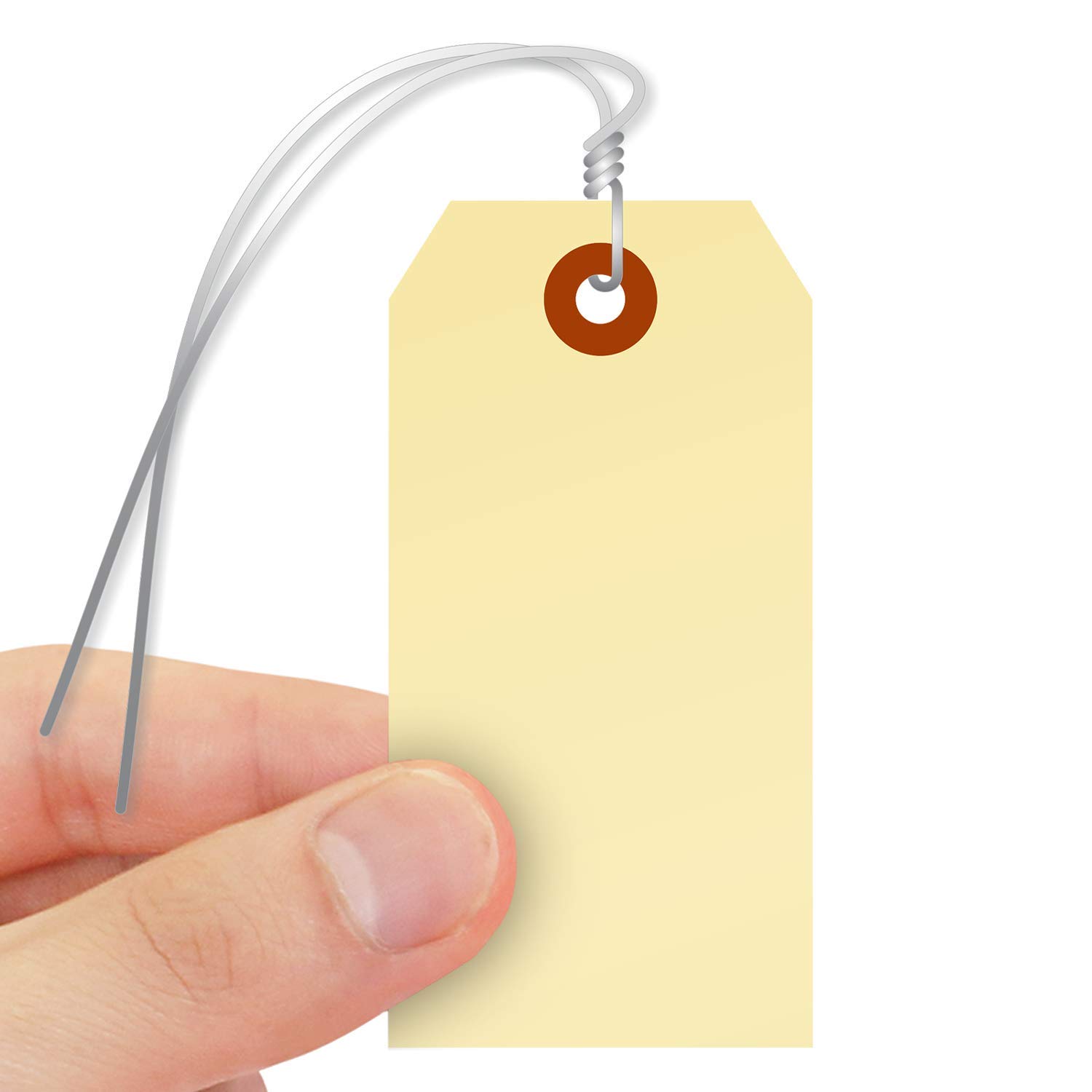 SmartSign Blank Manila Shipping Tags with Wire, Size #3 | 13pt Cardstock Tags, 3 3/4