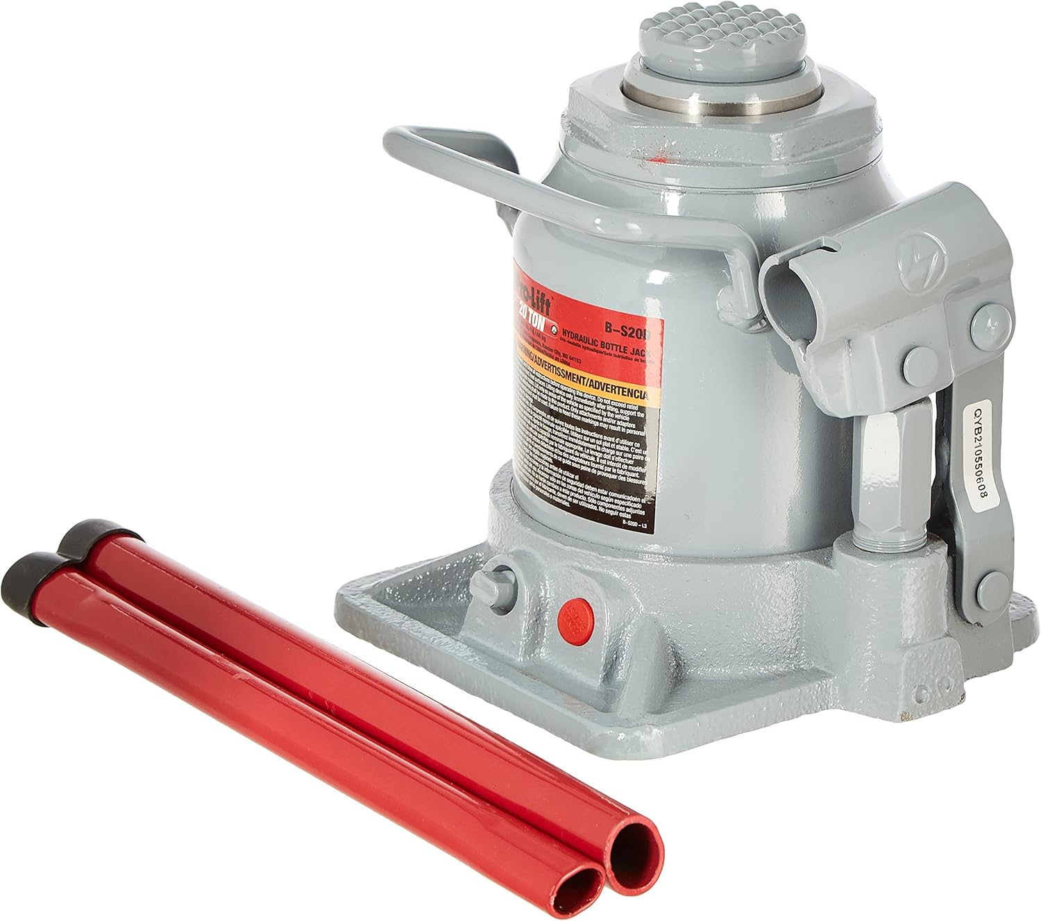 Pro-LifT B-S20D Grey Hydraulic Bottle Jack - 20 Ton Capacity