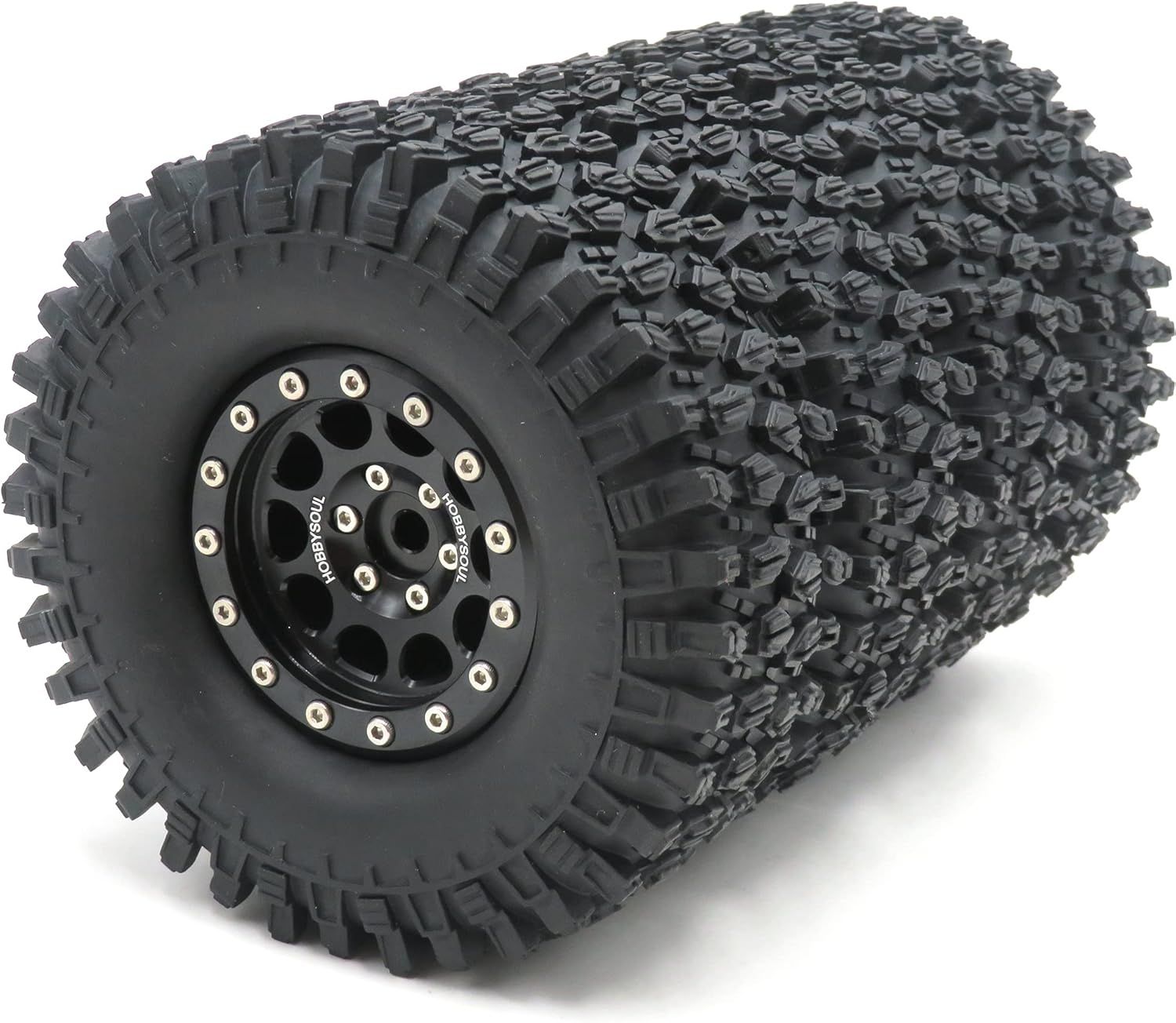 4pcs RC 1.9 Super Swamper Crawler Tires Tyre Height 108mm/4.25inch & Aluminum Alloy 1.9 Beadlock Wheel Rim Hex 12mm Black Color