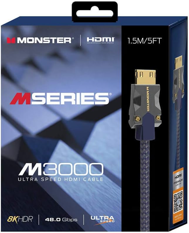 Monacor Monster MSERIES,M3000,HDMI 1.5M,48GBPS, 5 feet Pack of 2