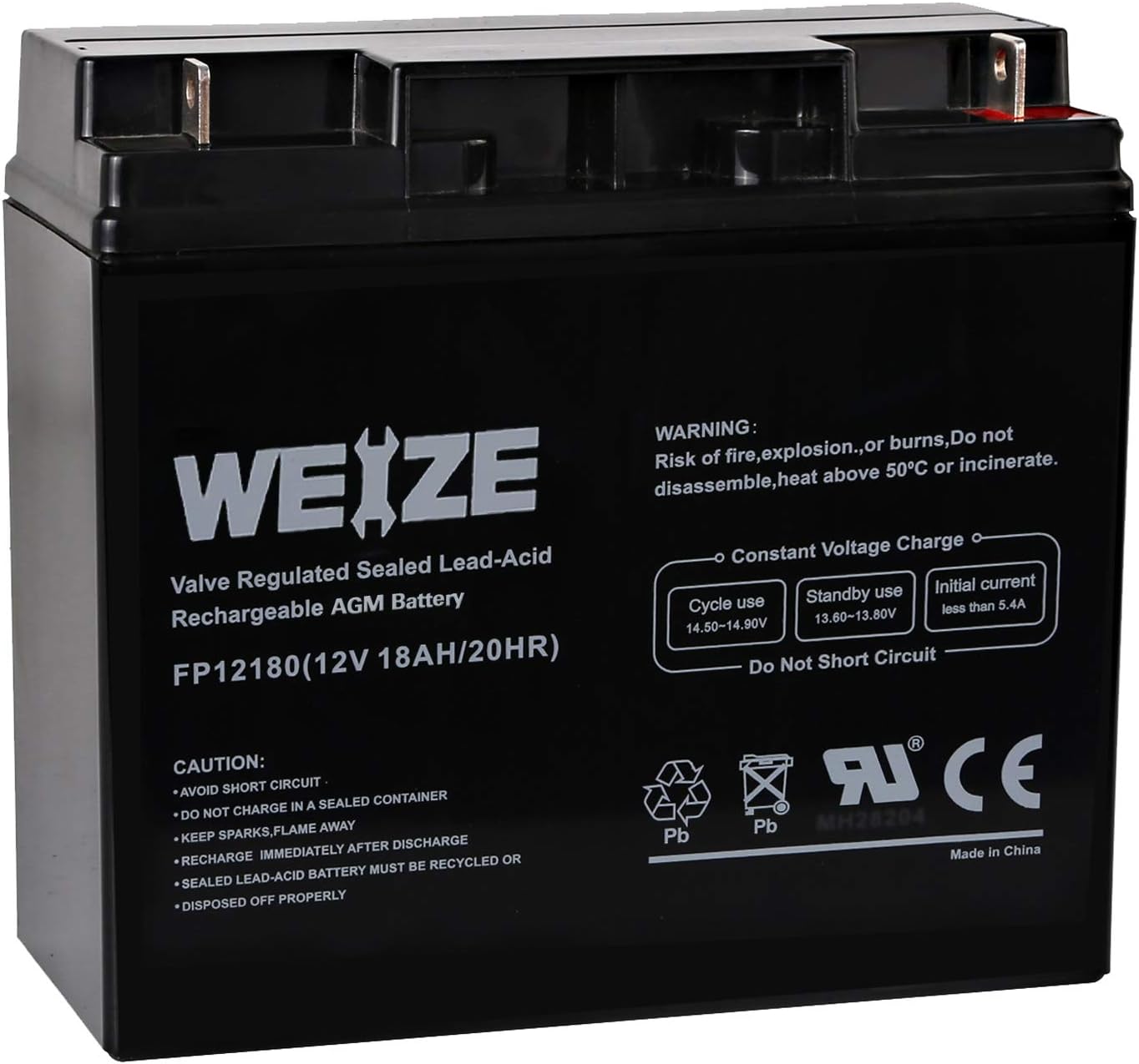 Weize 12V 18AH Battery Sealed Lead Acid Rechargeable SLA AGM Batteries Replaces UB12180 FM12180 6fm18, Universal