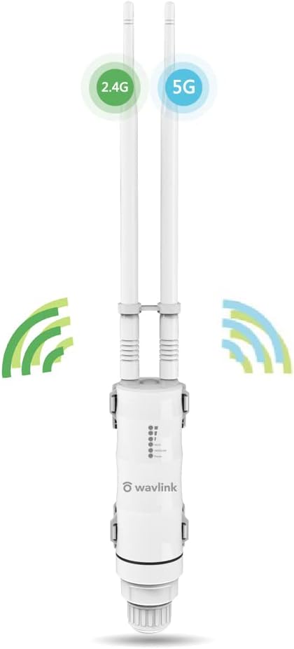 AC600 Outdoor WiFi Extender, WAVLINK High Power 1000mW Dual Band Access Point | Supports AP/Router/Repeater/WISP Modes | Weatherproof | Ethernet Port | Long Range WiFi Repeater for Backyard, Garage