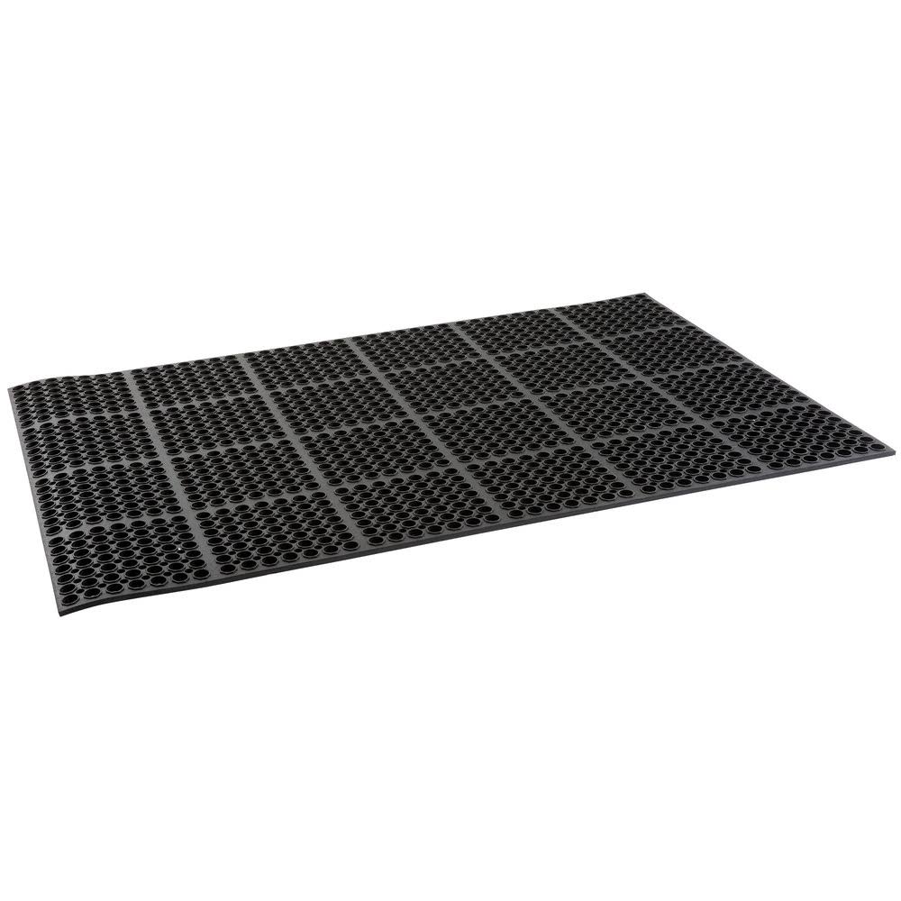 Cactus Mat 2521-C1 VIP Lite 58 1/2x22 x 39x22 Black Rubber Anti-Fatigue Floor Mat - 1/2x22 Thick