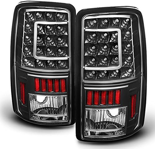 AKKON - For 2000-2006 Suburban Tahoe Yukon XL Denali Liftgate Model Style G2 Black C-Sty LED Tail Lights Brake Lamps Pair