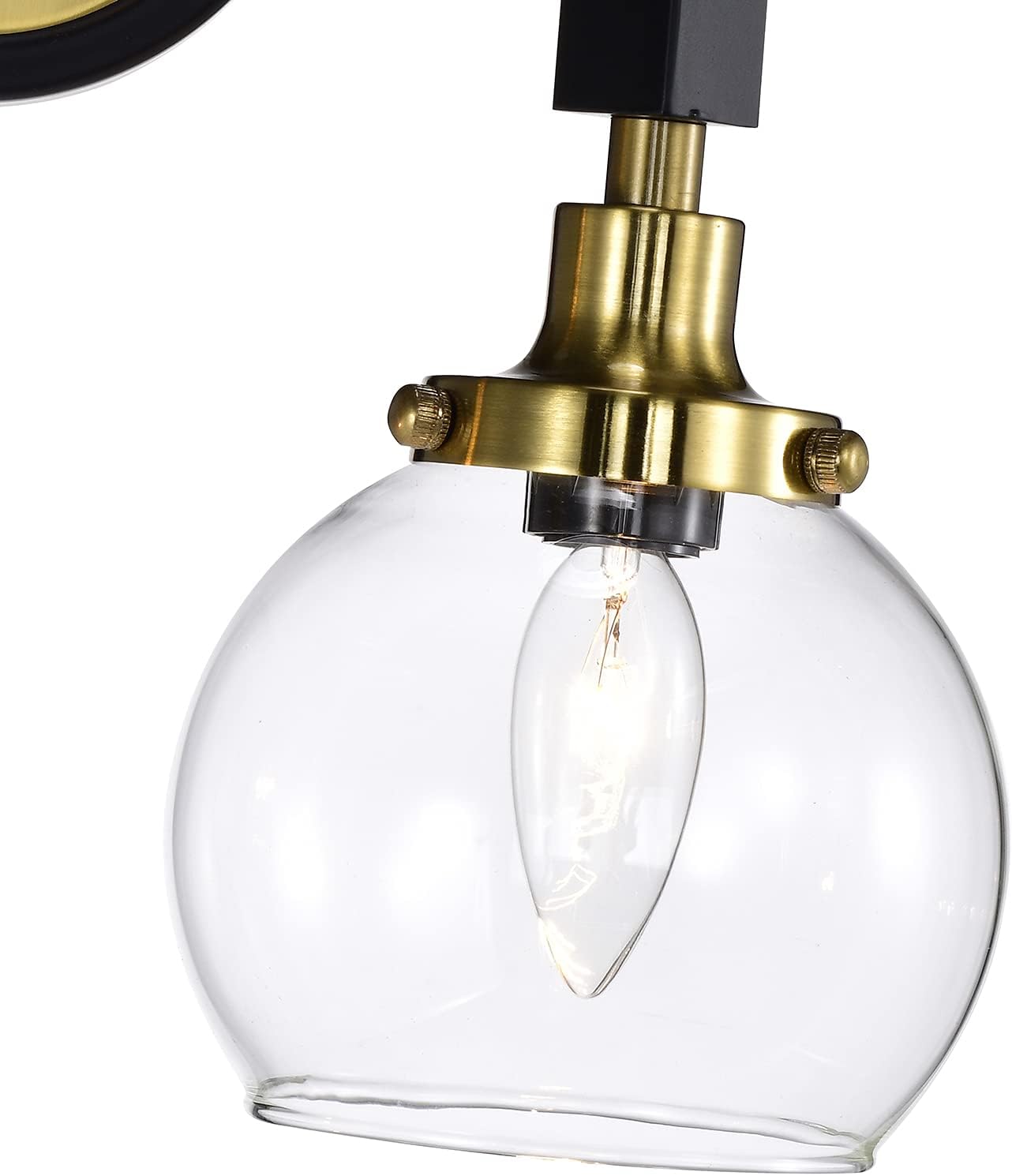 Diyel Bathroom Vanity Light Fixtures 2 Lights Gold Bathroom Wall Lights Modern Wall Sconce Lighting with Clear Glass Shade, Matte Black Finish with Gold Base Wall Lamp 2125-W2